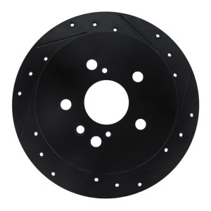 Lexus RX330 Brake Rotor (1) - Rear Right - R1 Concepts - Drilled & Slotted - Black - `04-`09